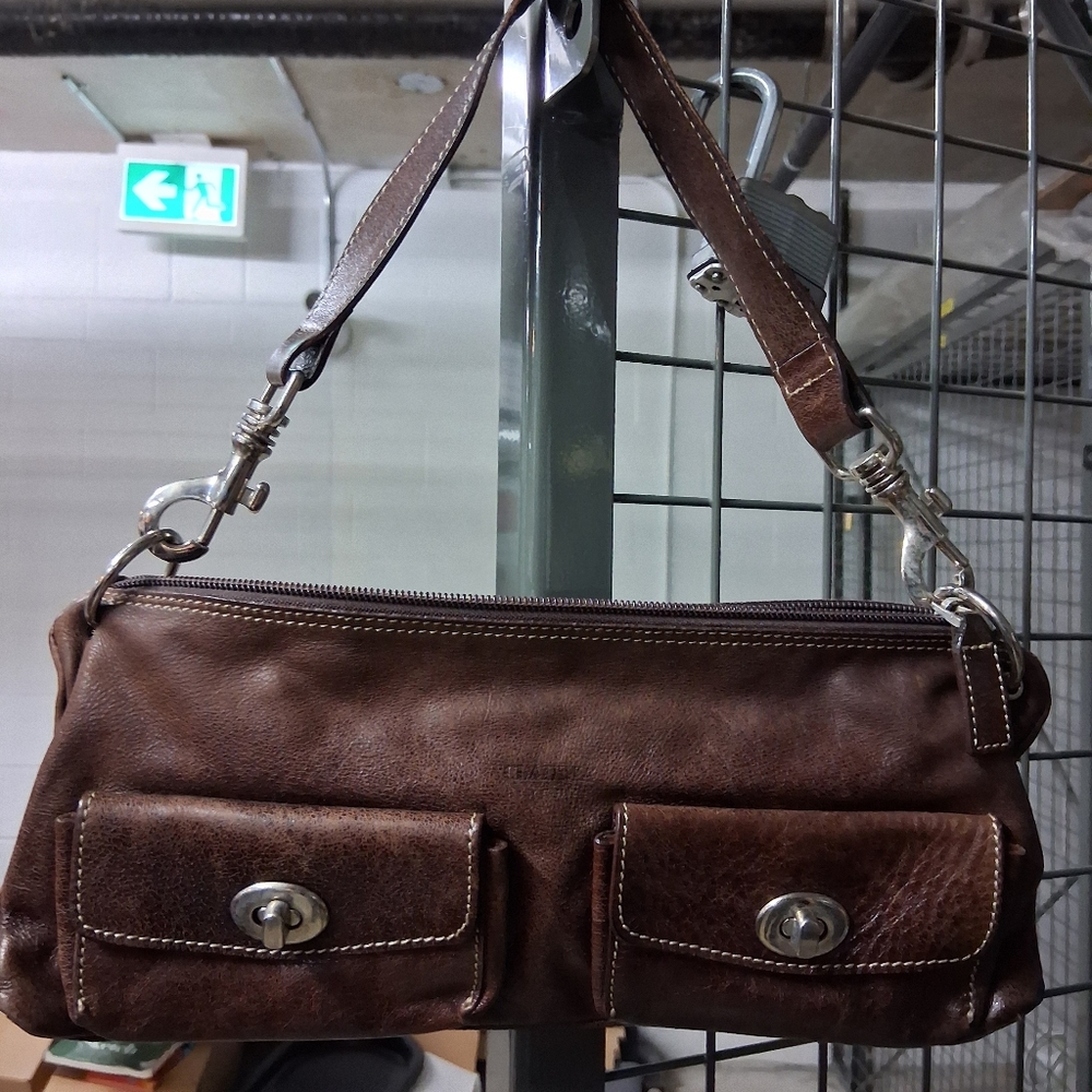 Vintage Claudia Firenze Brown Leather Handbag with Dual Pockets
